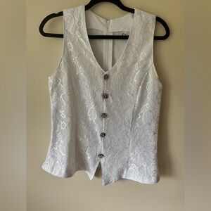 LARA Vintage White Lace Vest